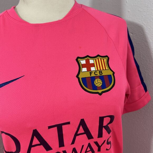 Nike Dri Fit Jersey Shirt Mens S Pink Football Soccer FC Barcelona - Picture 3 of 14